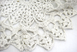 Vintage Hand Crocheted Doilies 2 White with Silver Metallic Thread 8&quot; &amp; 9.5&quot; - £7.39 GBP