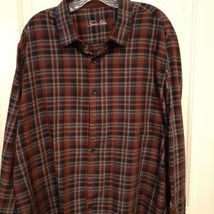 Tasso Elba Men&#39;s XXL plaid Long Sleeve Shirt Red Blue Gray with White specs - £22.56 GBP
