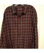 Tasso Elba Men&#39;s XXL plaid Long Sleeve Shirt Red Blue Gray with White specs - $39.25 CAD