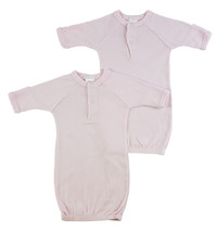 Girls 100% Cotton Preemie Solid Pink Gown - 2 Pack Preemie - £15.56 GBP