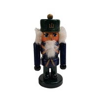 Wood Nutcracker Soldier Small Blue Wooden Christmas Holiday Decor Shelf Sitter - £5.68 GBP