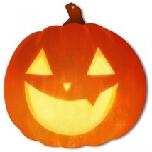 Jack-O-Lantern Smiling Pumpkin Halloween Plasma Metal Sign - £23.98 GBP