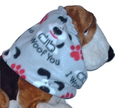I Woof You Pups on Grey Gray Fleece Dog Snood Basset Hound Springer Size Large - £11.01 GBP
