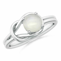 ANGARA 6mm Natural Moonstone Solitaire Infinity Knot Ring in Sterling Silver - £236.29 GBP+