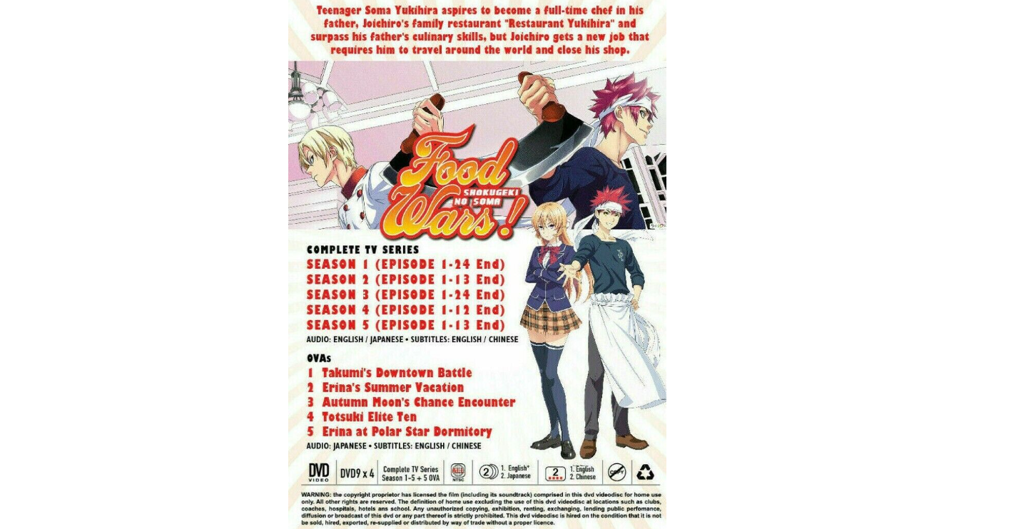 Food Wars! Shokugeki No Soma Season 1-5 Complete Collection Boxset