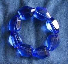 Fabulous Translucent Blue Cut Glass Stretch Bracelet 1990s vintage - £11.76 GBP
