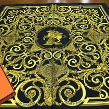 Hermes Scarf Les Tuileries 90 CM Silk Black Carre Park 35 &quot; 53 - £348.55 GBP