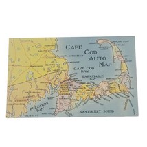 Cape Cod Massachusetts Auto Map of Peninsula Vintage Linen Postcard - $3.87