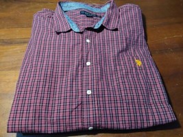 U.S Polo Assn. Red Plaid Button-Down Shirt Men&#39;s 4XL Long Sleeve - £18.52 GBP