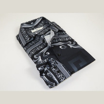 Men Sports Shirt by DE-NIKO Long Sleeves Fashion Print Soft Modal DNK6902 Black image 4