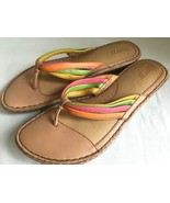 Børn 10 / 42 Sherbet Rainbow Colors Strappy Flat Sandals Thongs Born - £14.94 GBP