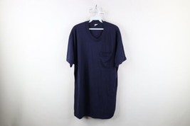 Vintage 90s Streetwear Mens 3XL Faded Blank Short Sleeve Pocket T-Shirt Blue - £27.22 GBP
