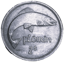 Ireland Florin, 1964~Salmon Fish~Free Shipping #A01 - $8.22