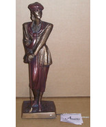 1990 AUSTIN SCULPTURES &quot;BIRDIE&quot; Female Golfer Bronze Color Ceramic Finis... - $187.50