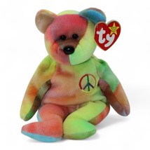 Ty Beanie Babies Peace Bear Tie-Dye Plush Toy 1996 With Tag Rainbow Colo... - $13.60 CAD