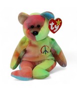 Ty Beanie Babies Peace Bear Tie-Dye Plush Toy 1996 With Tag Rainbow Colo... - $13.58 CAD