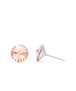 8mm Vintage Pink Swarovski Stud Earrings, Bridesmaid Earrings, Bridal Je... - $19.00