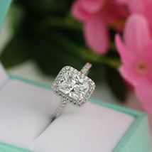 2.50 Ct Radiant Cut Certified Moissanite Halo Engagement Ring Sterling Silver - £127.39 GBP