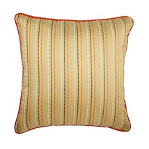 Orange Throw Pillow Cover, Embroidery Stripe 16&quot;x16&quot; Silk, Orange Spiced Ginger - £24.24 GBP+