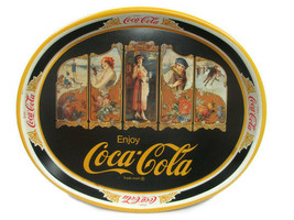Coca-Cola Oval Tray Four Seasons Reproduction of 1922 Festoon Issued 1981 - £15.56 GBP