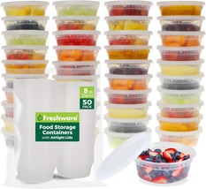 Freshware Food Storage Containers [50 Set] 8 oz Plastic Deli - £19.70 GBP