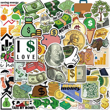 50 Pcs American Money Dollars Graffiti Wealth Lucky Stickers Aesthetic D... - £7.86 GBP