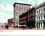 Vtg Oakland California Postcard &quot;Broadway&quot; Downtown Street View TROLLEY ... - £4.60 GBP