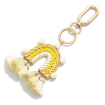 Yellow Rope Rainbow Keychain Bag Purse Charm with Tassels Pom-Pom - €11,86 EUR