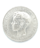 1897 Spanish-Philippines 1 Peso Silver Coin King Alfonso XIII AU Condition - $222.79