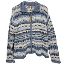 Vintage Tiara International FairIsle Full Zip Sweater Blue Coastal Grand... - $34.99