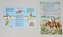 2 KROPP Linen Color Postcards &quot;Cowboy Prayer&quot; &amp; &quot;Down in Texas&quot; - $7.85