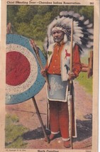 Chief Standing Deer Cherokee Indian Reservation North Carolina NC Postcard E06 - £5.34 GBP