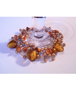 Bracelet Sea Shell Pearls Azure Glass Gemstone Chips Gold - £7.95 GBP
