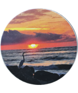 Sunrise Vilano Beach Bird On Jetty Absorbent Stone Car Auto Coaster 2.5"... - $4.99