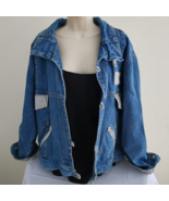 East West Vintage 80s Denim Jacket 100% Cotton Stripe Accents Size: Large - $425.91 MXN