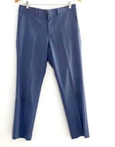 The Savile Row Men&#39;s Blue Flat Front Slim Fit Dress Pants 30W/30L - £14.61 GBP