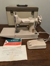 1961 Singer Featherweight 221K Tan Sewing Machine w/ Case and Accessories ￼ - $1,781.01
