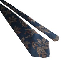 Elegant Windridge Floral Pattern Men Tie Blue Brown Mervyns Vintage Poly USA - £22.11 GBP