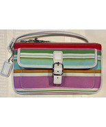 Coach 40509 Hamptons Pocket Wristlet Twill MultiColor Pastels Striped Vt... - $29.00