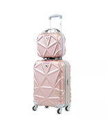 Gem 2-Piece Rose Gold Carry-On Spinner Cosmetic Suitcase - $133.25