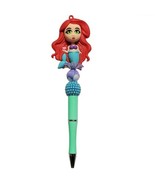 Ariel Mermaid Disney Custom Beaded Ballpoint Twist Pen Topper Red - $12.86