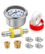 Fuel Pressure Gauge, 3/8&#39;&#39; Barb Fuel Pressure Gauge Kit, 0-60psi Glyceri... - $26.99