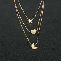 Alloy Star And Moon Pendant Necklace - £3.46 GBP