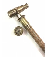Brass Hidden Telescope Walking Stick Leather Engraved Canes with Compass... - £40.02 GBP