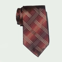 Kenneth Cole New York Men Dress Silk Brown Tie 60&quot; long 4&quot; wide White Stripes - £10.96 GBP