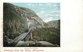 Udbk Postcard ME F374 Greetings White Mountains Willey Brook Bridge Railway - £6.32 GBP