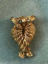 Vintage Unique Goldtone Wound Wire OWL w Rhinestone Eyes Pendant  – 1 and 1/8th’ - £8.95 GBP