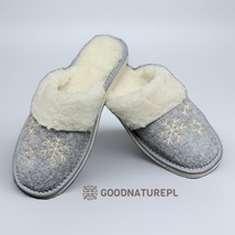 Women&#39;s Slippers with Fur PSF51 \ Felt &amp; natural sheep wool embroidered  - £43.15 GBP