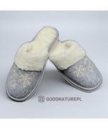 Women&#39;s Slippers with Fur PSF51 \ Felt &amp; natural sheep wool embroidered  - £27.52 GBP