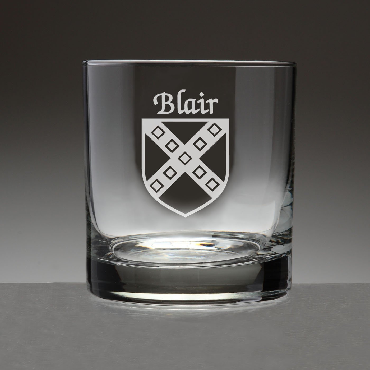 Blair Irish Coat of Arms Tumbler Glasses - Set of 4 (Sand Etched)